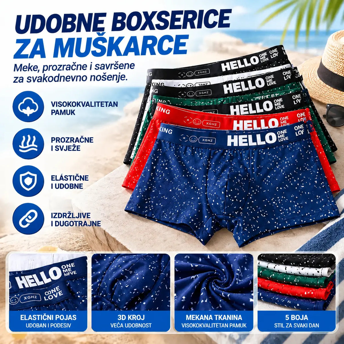 ⏳【Ograničena ponuda】🔥(Pakiranje od 5 komada) Nove muške pamučne bokserice