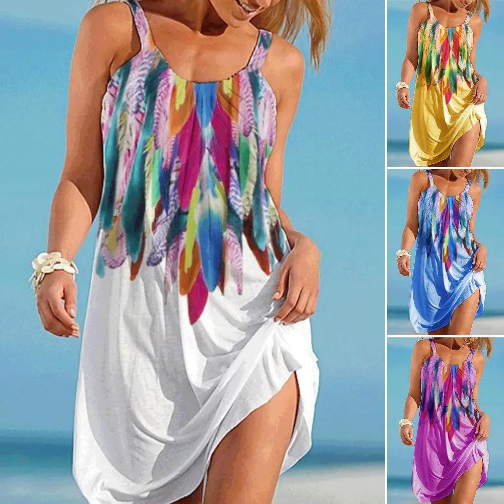 🔥👗Rasprodaja! [S-5XL] Ženska ljetna haljina za plažu s printom, savršena za putovanja i odmor