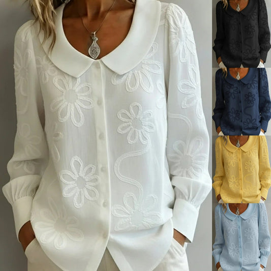 S-2XL Ručne vysitovaná blúzka francúzskeho retro štýlu – Kolekcia