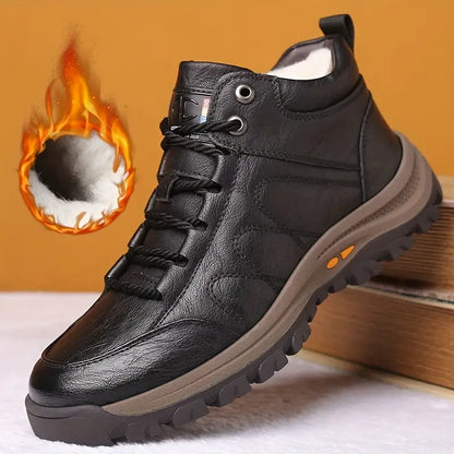 【39-44】 Zapatos de cuero de suela gruesa, cálidos y esponjosos, engrosados de invierno para hombres