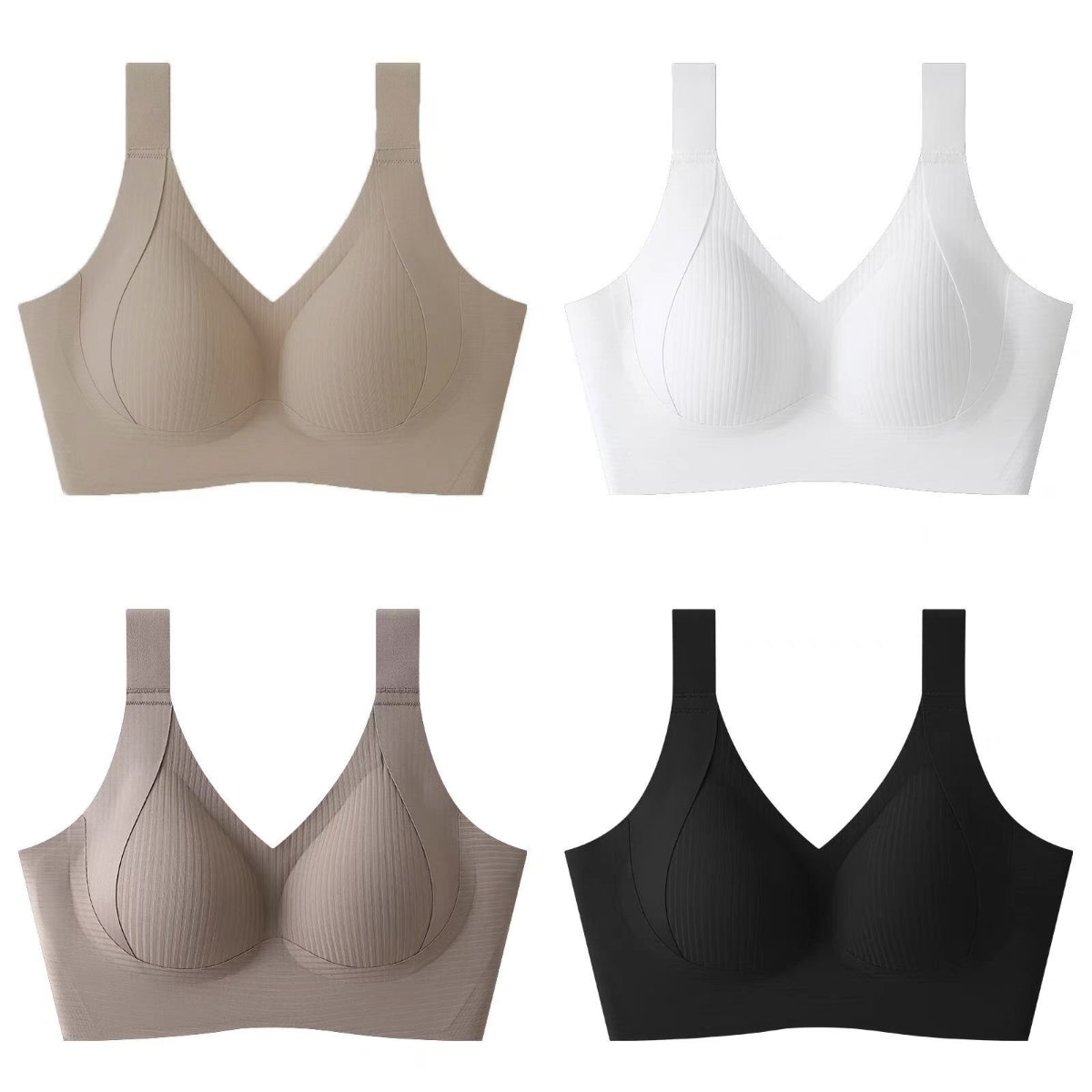 🧊【4 sztuki】🍃Damski biustonosz jednoczęściowy bez szwów i fiszbin, oddychający nie powodujący potu, waga 40–95 kg