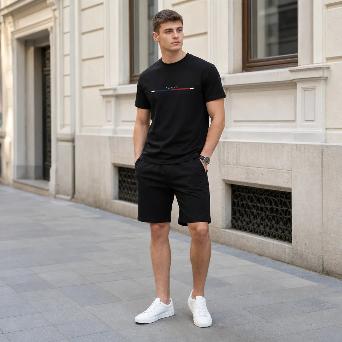 🔥【S-2XL】✨Letni komplet sportowy dla mężczyzn 2w1, elastyczna przewiewna koszulka i luźne szorty, komfortowe noszenie cały dzień【Płatność przy odbiorze】