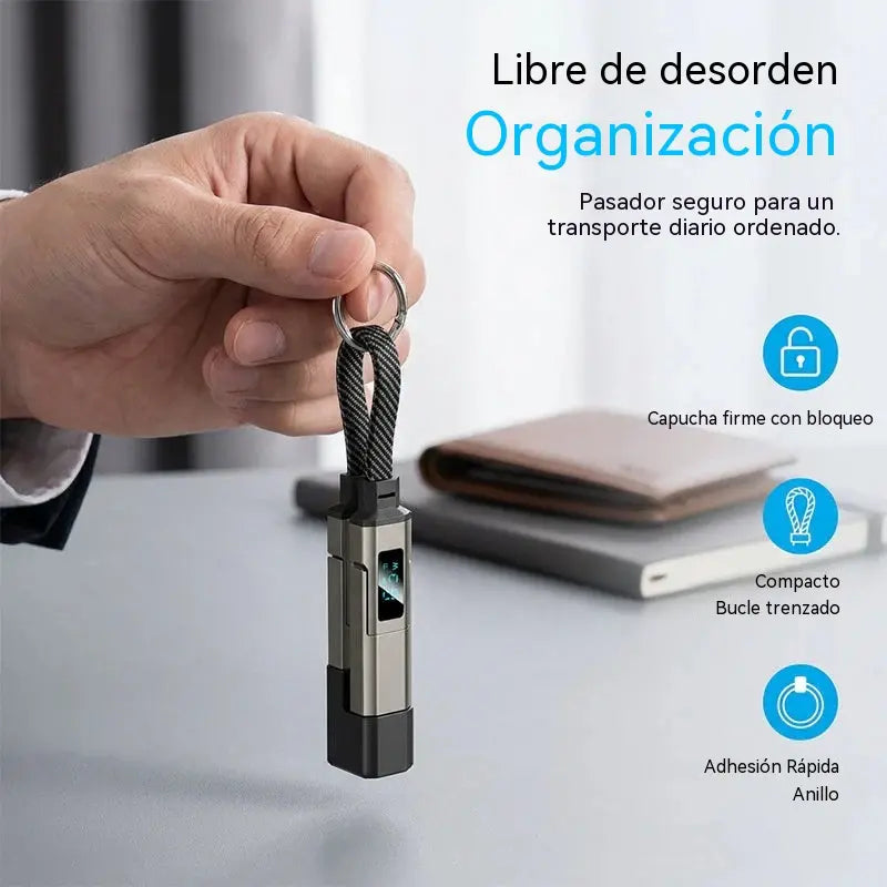 🔥PROMOCIÓN ESPECIAL 50% DE DESCUENTO🔥 Cable de carga con llavero y pantalla digital 4 en 1