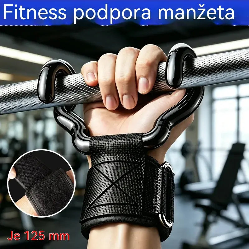 Sada 2 fitness hákov pre kulturistiku a vzpieranie, 125 mm rozšírená podpora, protišmykové popruhy na zápästie, nosnosť 250 kg pre príťahy a mŕtve ťahy
