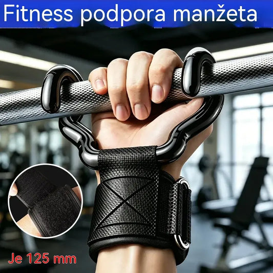 Sada 2 fitness hákov pre kulturistiku a vzpieranie, 125 mm rozšírená podpora, protišmykové popruhy na zápästie, nosnosť 250 kg pre príťahy a mŕtve ťahy