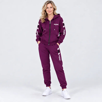 【M-4XL】Damowy zestaw sportowy casual dla mam – bluza z kapturem, modny i wygodny na co dzień