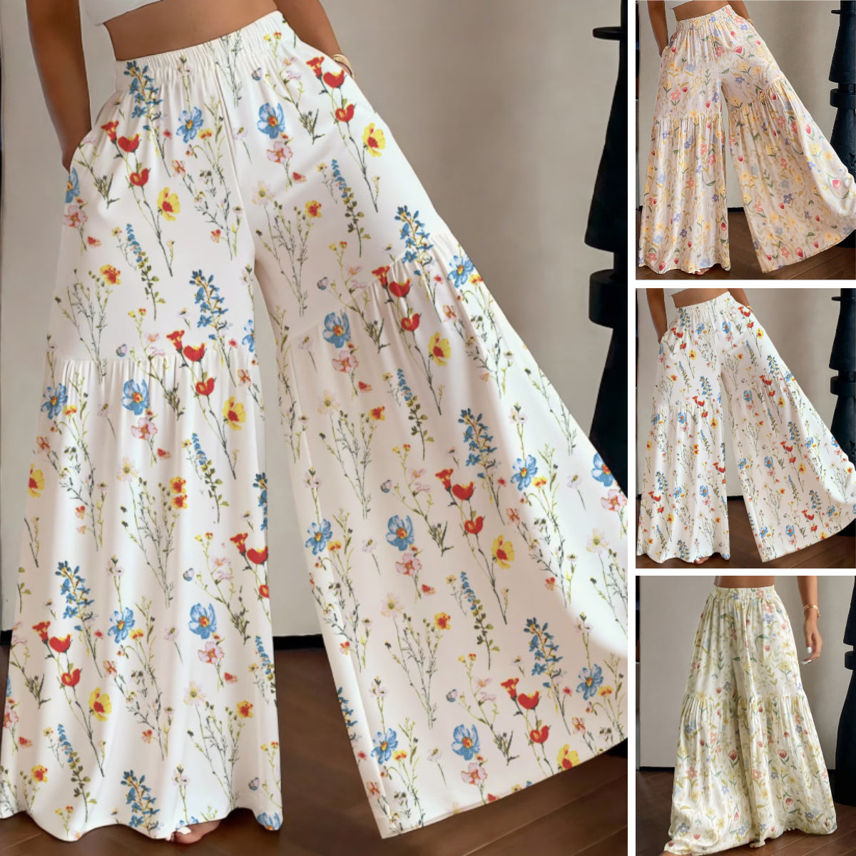 🌺【S-2XL】Ženske hlače širokog kroja s printom, prikladne za sve tipove tijela