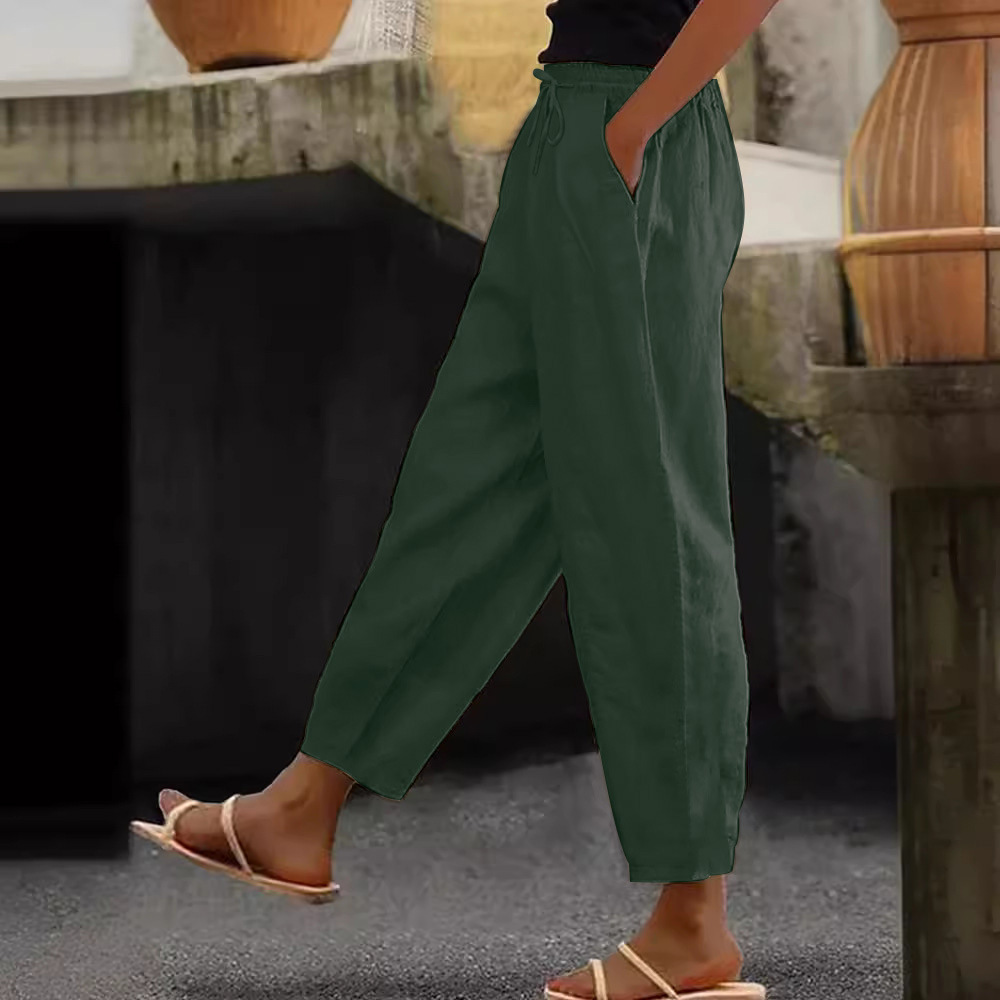 😍💕50% zľava💕 Dámske ležérne bavlnené ľanové nohavice (40-120 kg)