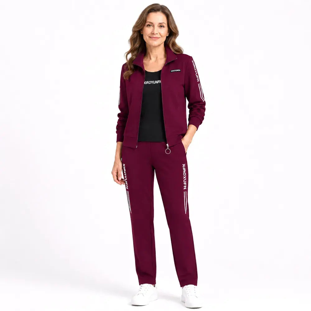 🌸Elegancja i najwyższy komfort! Elegancki, trzyczęściowy komplet sportowy dla kobiet (kurtka zapinana na zamek + koszulka + spodnie dresowe / Rozmiary: M-6XL)! ✨