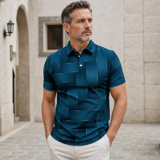 【✨🔥Nový letný doplnok】【S-5XL】Nové letné pánske ľahké luxusné kockované polo tričko - príjemné na dotyk a priedušné