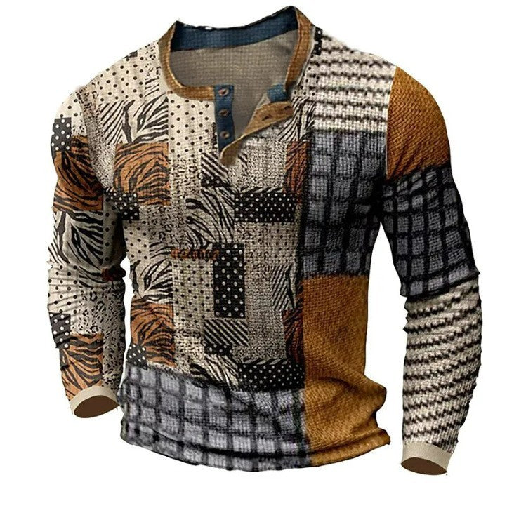 ✨👔50% de descuento en polos estampados de manga larga para hombre [S-4XL]