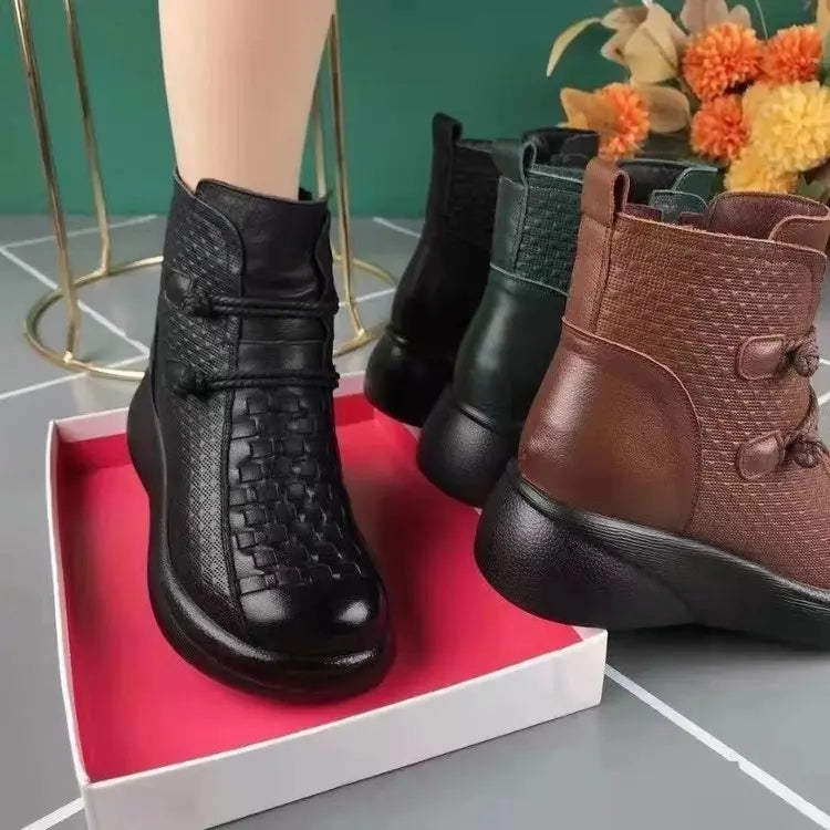 💥💥😍50% zniżki!【35-40】Te stylowe i ciepłe damskie skórzane buty idealnie sprawdzą się zimą. Wykonane są z wysokiej jakości skóry i zapinane na boczny zamek błyskawiczny.