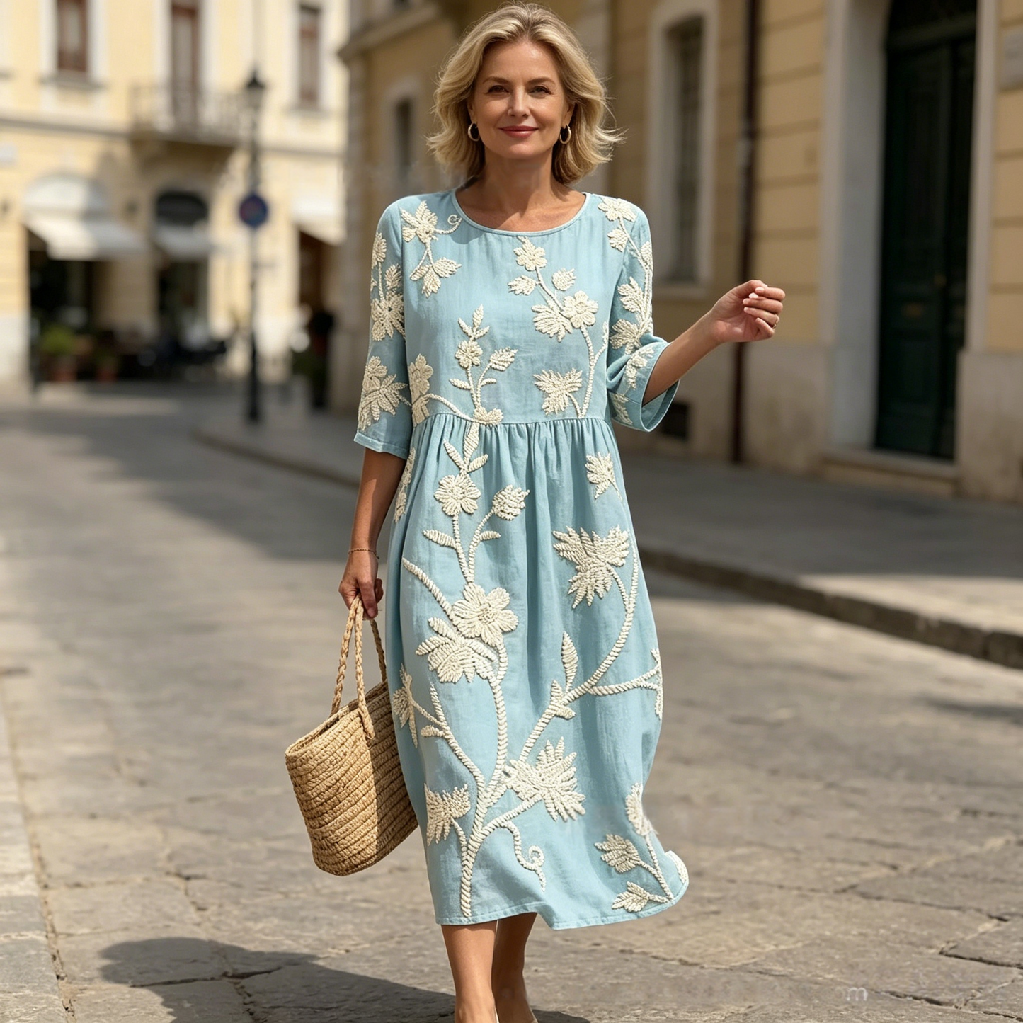 🔥Hit Sprzedaży 【Rabat 50%】✨ 【S–5XL】 Sukienka damska z okrągłym dekoltem i nadrukiem. Przewiewna, wygodna i modelująca sylwetkę.