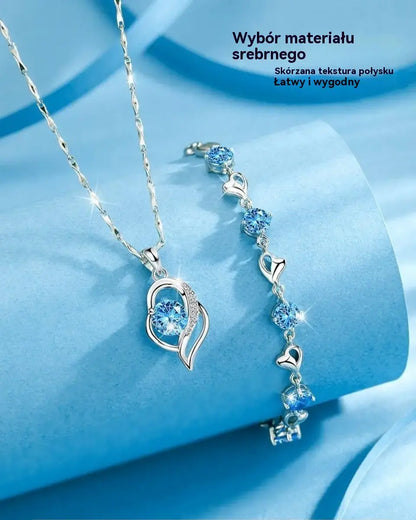 ✨✨【Kup 1, dostaniesz 1 gratis】💎Zestaw bransoletki i naszyjnika Serce Oceanu, srebro 925