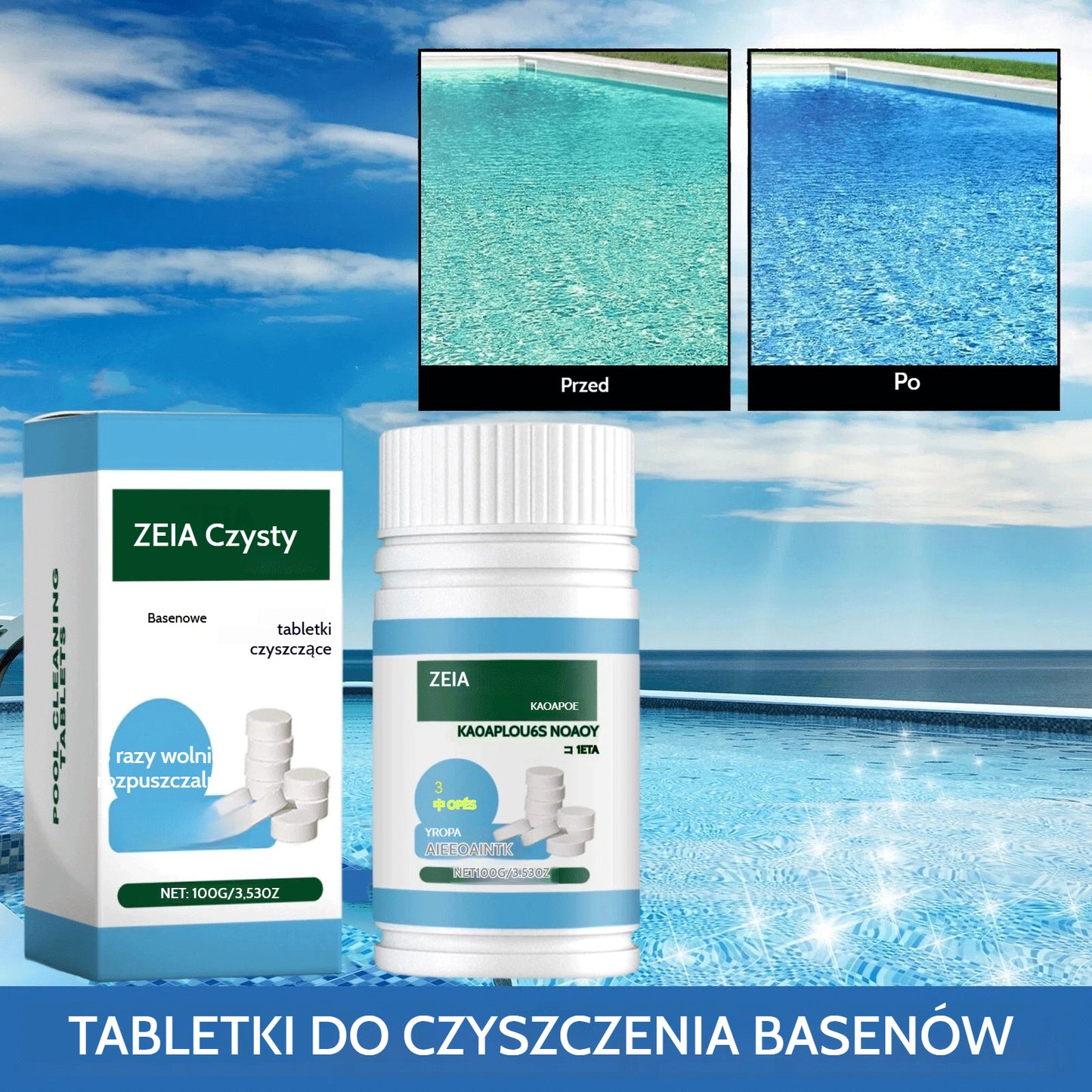 🔥Kup 1, otrzymaj 1 gratis (2 butelki) Tabletki musujące do czyszczenia basenu