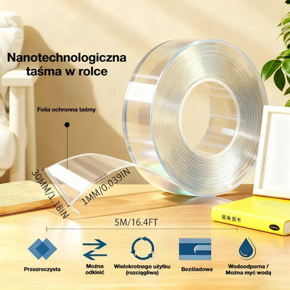 💧【2 sztuki】 Dwustronna taśma nano o wysokiej przyczepności, przezroczysta taśma akrylowa, wodoodporna i pyłoszczelna