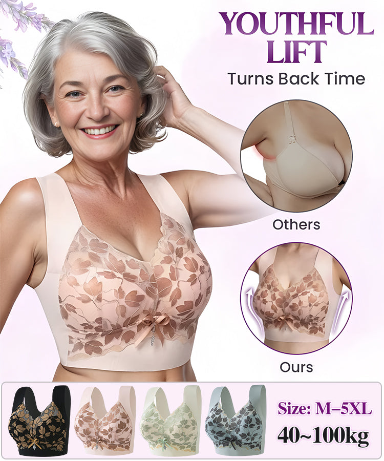 【3/6 piezas】Sujetador de encaje talla grande M-4XL, sin aro de acero, espalda deslumbrante, sexy y transpirable, sin costuras, 【40-100 kg】