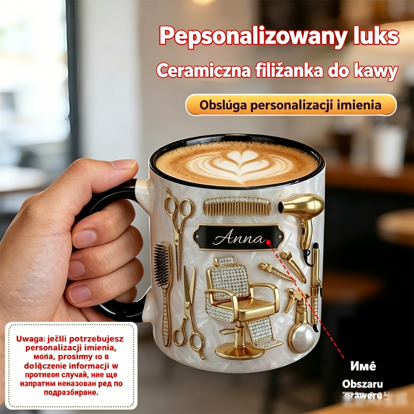 ✨✂️ Spersonalizowana, lekka i luksusowa ceramiczna filiżanka do kawy