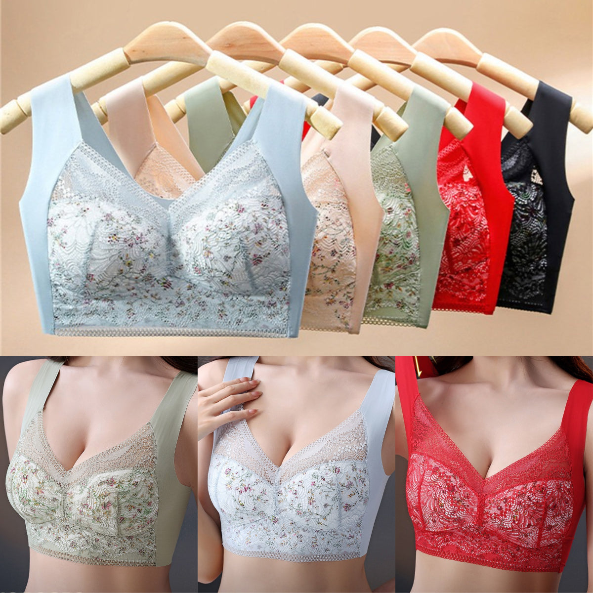 🔥【🔥Kupite 3 i dobijete 3 besplatno】【Paket od 3/6】💕🎁Bešavni grudnjak od ledene svile velike veličine, prozračan i podesiv【40kg-100kg】