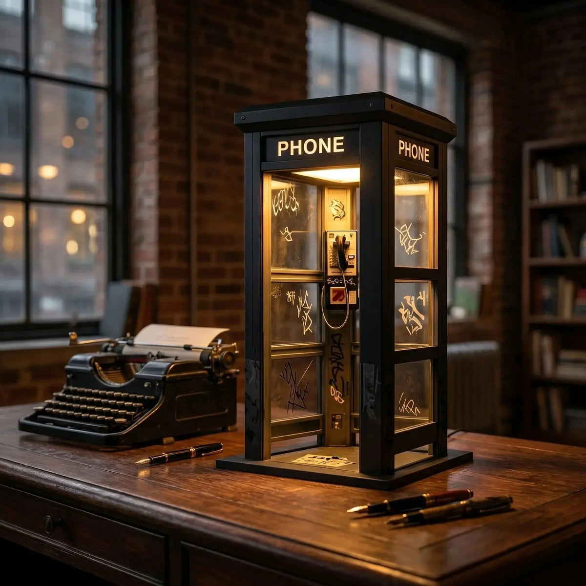 ✨⏰Lámpara de ambiente con forma de cabina telefónica vintage: diseño nostálgico con luz ambiental cálida 💡📞