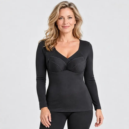 🔥【2 zestawy za 129 zł】👙【XL-3XL】Damowa bielizna termiczna z wkładkami – jednoczęściowa, ocieplana, gruba, szybko grzejąca, z długim rękawem