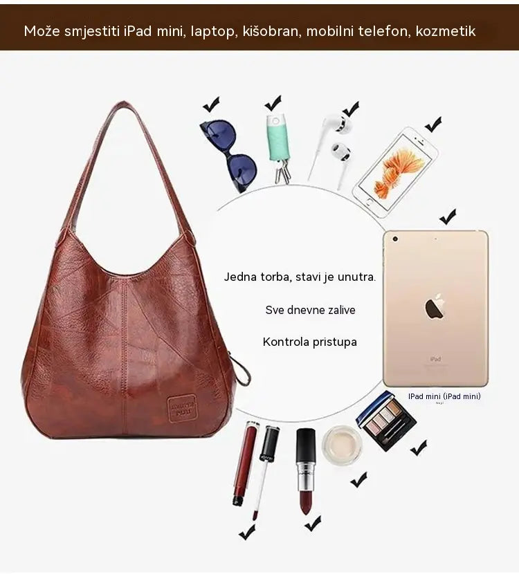 💖👜💖Nova mekana kožna torba za rame od prave kože, velikog kapaciteta, praktičnija