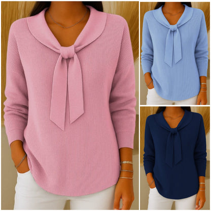 【S-2XL】Dámsky sveter v jednofarebnom prevedení s viazaním a dlhým rukávom, Nová kolekcia jar/leto 2026