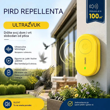 🐦 Prijenosni ultrazvučni repelent za ptice | Automatski repelent za golubove, pogodan za balkone, vrtove i vanjske prostore.