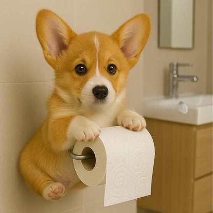 😍【Ofertă limitată în timp】🐕Suport drăguț pentru hârtie igienică în formă de cățeluș - practic și frumos!