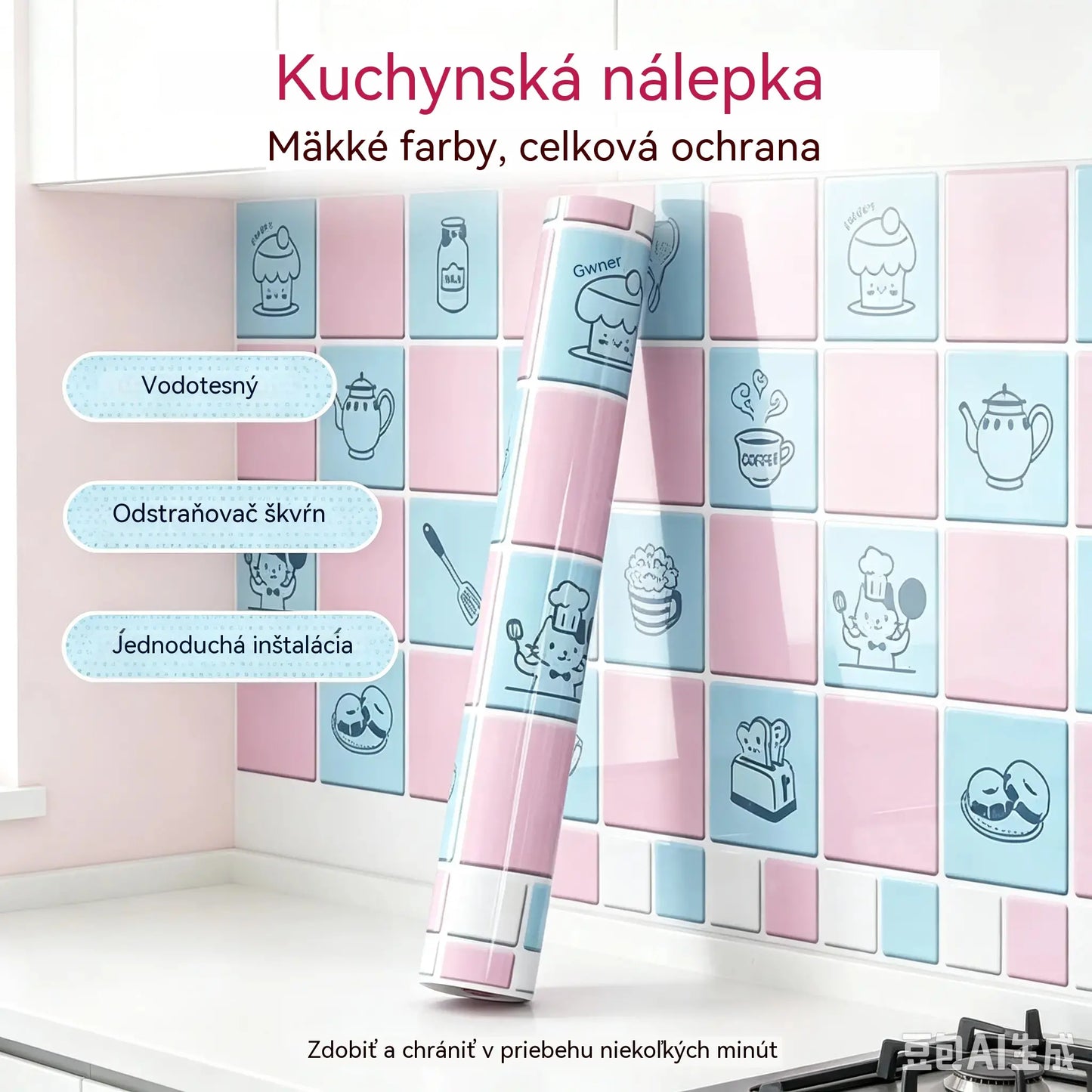 【60CMx8M】Olejovzdorné nálepky do kuchyne, vodeodolná samolepiaca tapeta, ochranná fólia na pracovnú dosku.