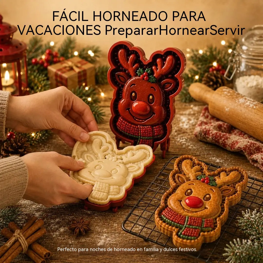 ⌛【1 juego 3 piezas】 🥧🎄Colección de mini moldes para pasteles navideños con 9 diseños | Moldes reutilizables con relieve para dar forma a pasteles navideños detallados con forma de Papá Noel, muñeco de nieve, reno y árbol de Navidad⛄