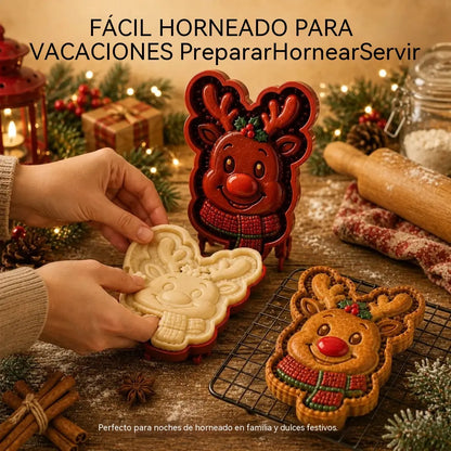 ⌛【1 juego 3 piezas】 🥧🎄Colección de mini moldes para pasteles navideños con 9 diseños | Moldes reutilizables con relieve para dar forma a pasteles navideños detallados con forma de Papá Noel, muñeco de nieve, reno y árbol de Navidad⛄