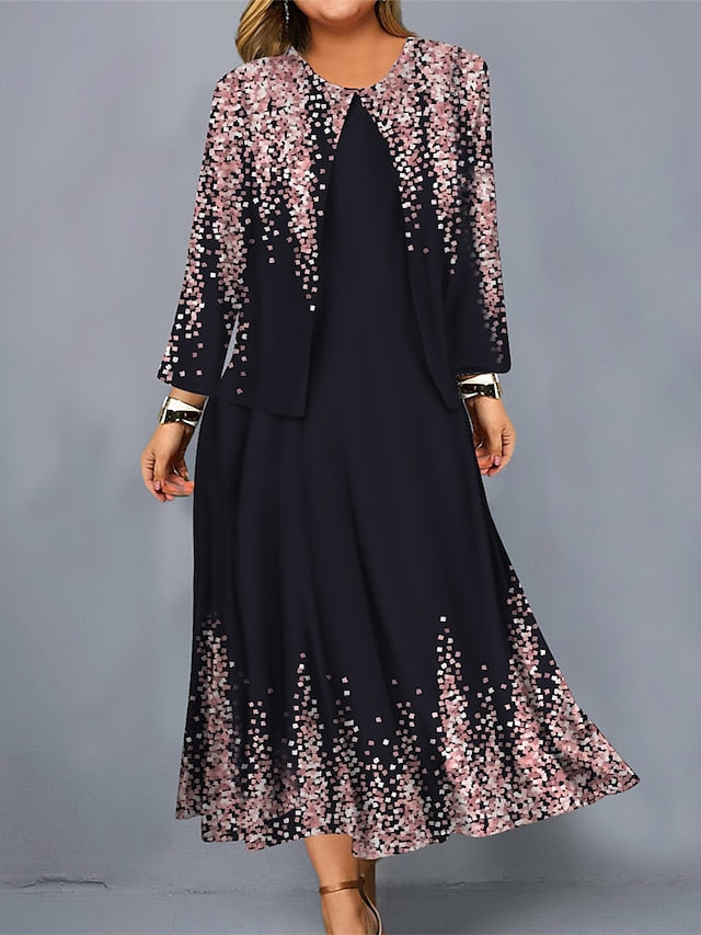 【S-3XL】2025 Noua rochie cu imprimeu flori Jacheta scurta Costum casual la moda 3910717