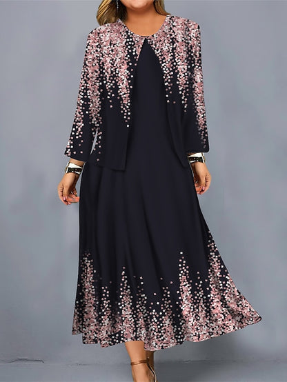 【S-3XL】2025 Noua rochie cu imprimeu flori Jacheta scurta Costum casual la moda 3910717
