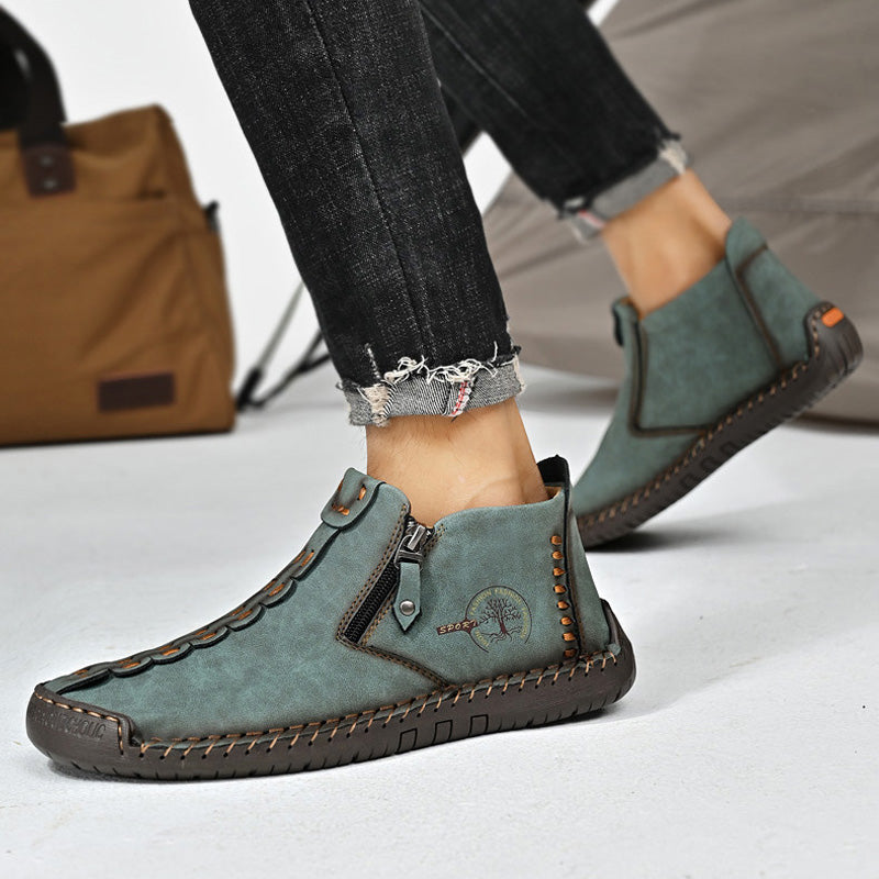 🥾Botas Martens para hombre hechas totalmente a mano con cuero genuino (tallas 38-48), con forro de felpa y cremallera – cálidas, cómodas y elegantes, ideales para el invierno.