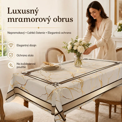 【140*180 cm (obdĺžnikový)】Vodeodolný obrus s mramorovou potlačou🌩️-E