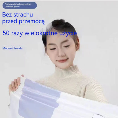 🧳【Zestaw 5 sztuk 119 PLN】💨 Duży, kompresyjny worek próżniowy: Nie wymaga pompki, jest szczelny i idealny do oszczędzania miejsca w walizkach oraz w domu ✈️