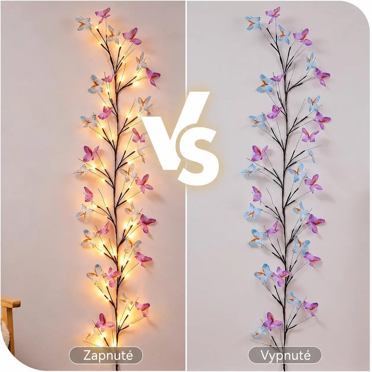 ✨ Flexibilné LED osvetlenie viniča s motýľmi – Vyzdobte si domov magickou a teplou atmosférou 🦋💡