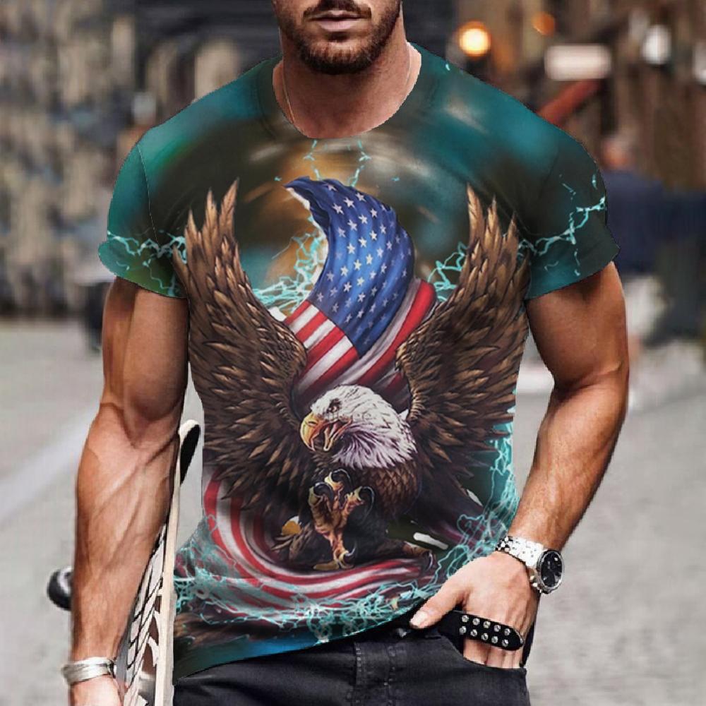 [Oferta por tiempo limitado] [S-5XL] Nueva camiseta de manga corta con estampado retro 3D para hombre, tallas grandes