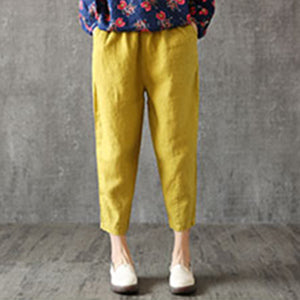 👖【M-4XL】Nova proljetna rastezljiva struka harem hlače od pamuka i lana, pune boje