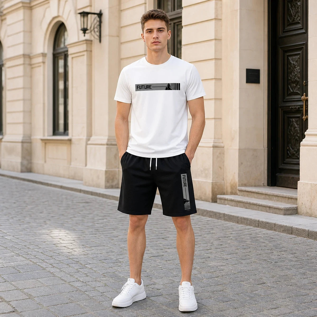 🔥【S-2XL】✨Letni komplet sportowy dla mężczyzn 2w1, elastyczna przewiewna koszulka i luźne szorty, komfortowe noszenie cały dzień【Płatność przy odbiorze】