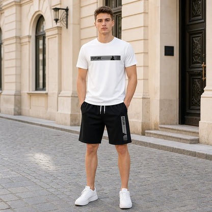 🔥【S-2XL】✨Letni komplet sportowy dla mężczyzn 2w1, elastyczna przewiewna koszulka i luźne szorty, komfortowe noszenie cały dzień【Płatność przy odbiorze】