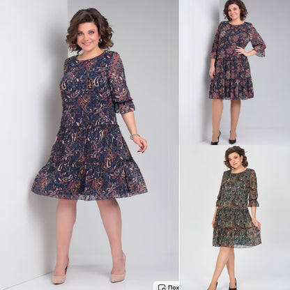 💥👗【S-5XL】Rochie nouă cu imprimeu spinning de vară 2025, confortabilă și elegantă, potrivită pentru zi cu zi