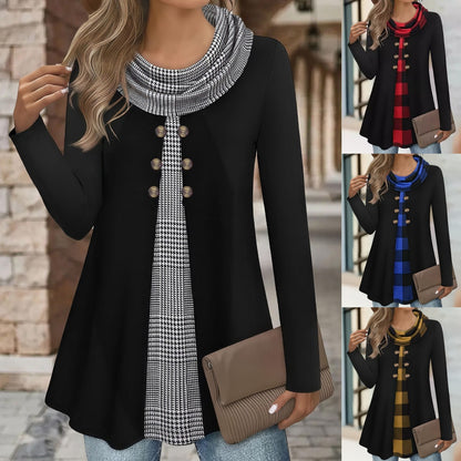 💥【S-5XL】Ženski udobni dvodijelni set majice s visokim ovratnikom i imitacijom gumba