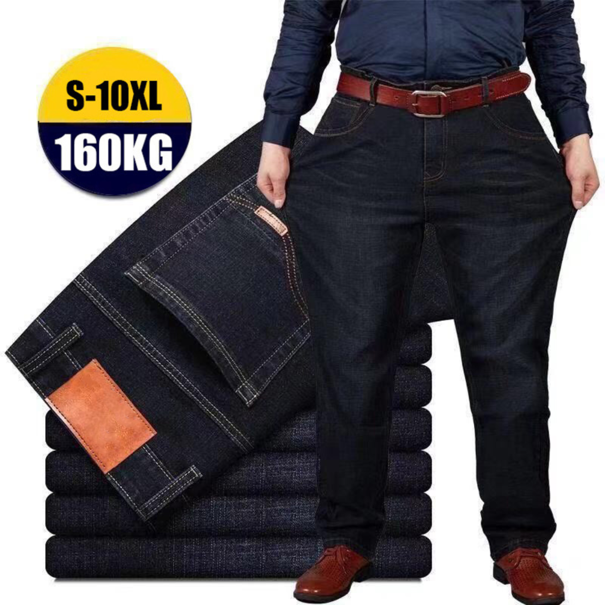 🔥👖Top hit【50% zľava】【S-10XL】😍 Pánske strečové džínsy pre väčšie veľkosti, ležérne nohavice so širokými nohavicami, nosnosť nad 160 kg