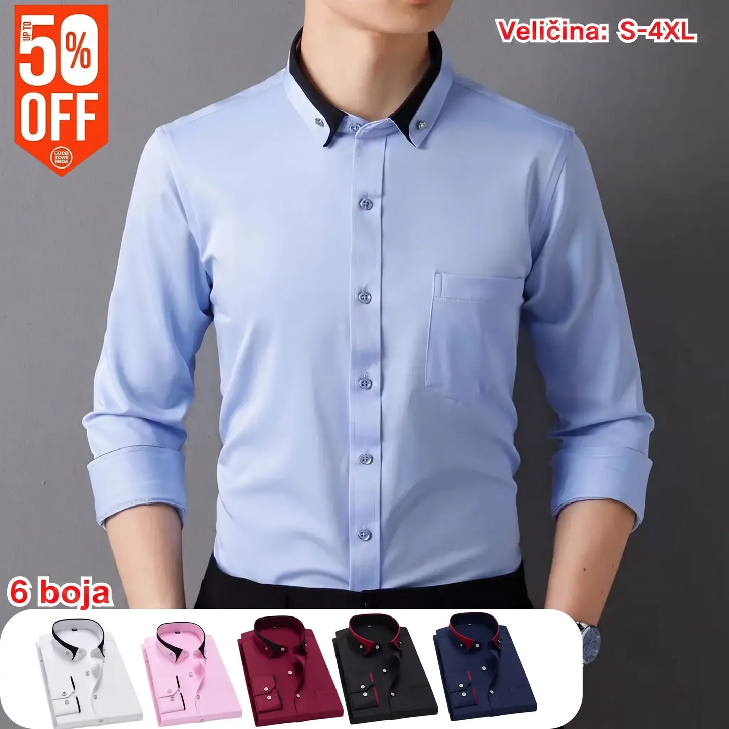 👕2026 Nova poslovna ležerna košulja dugih rukava za muškarce 【Veličine S-4XL】