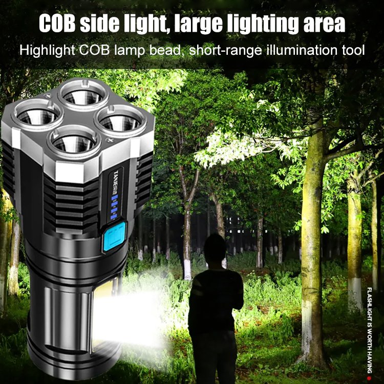 【Κορυφαίες πωλήσεις】 Επαναφορτιζόμενος φακός USB Four Eyes Glare--3634677