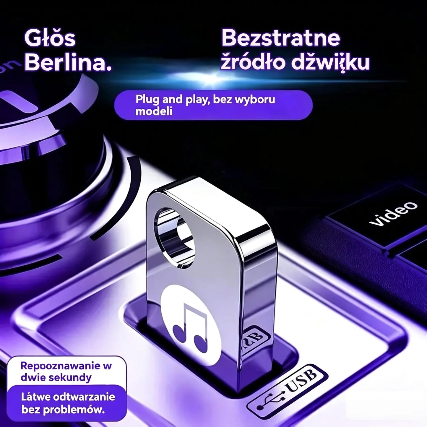 【Music U Disk】 Zawiera 8000 utworów, 600 MV, efekty dźwiękowe 6D
