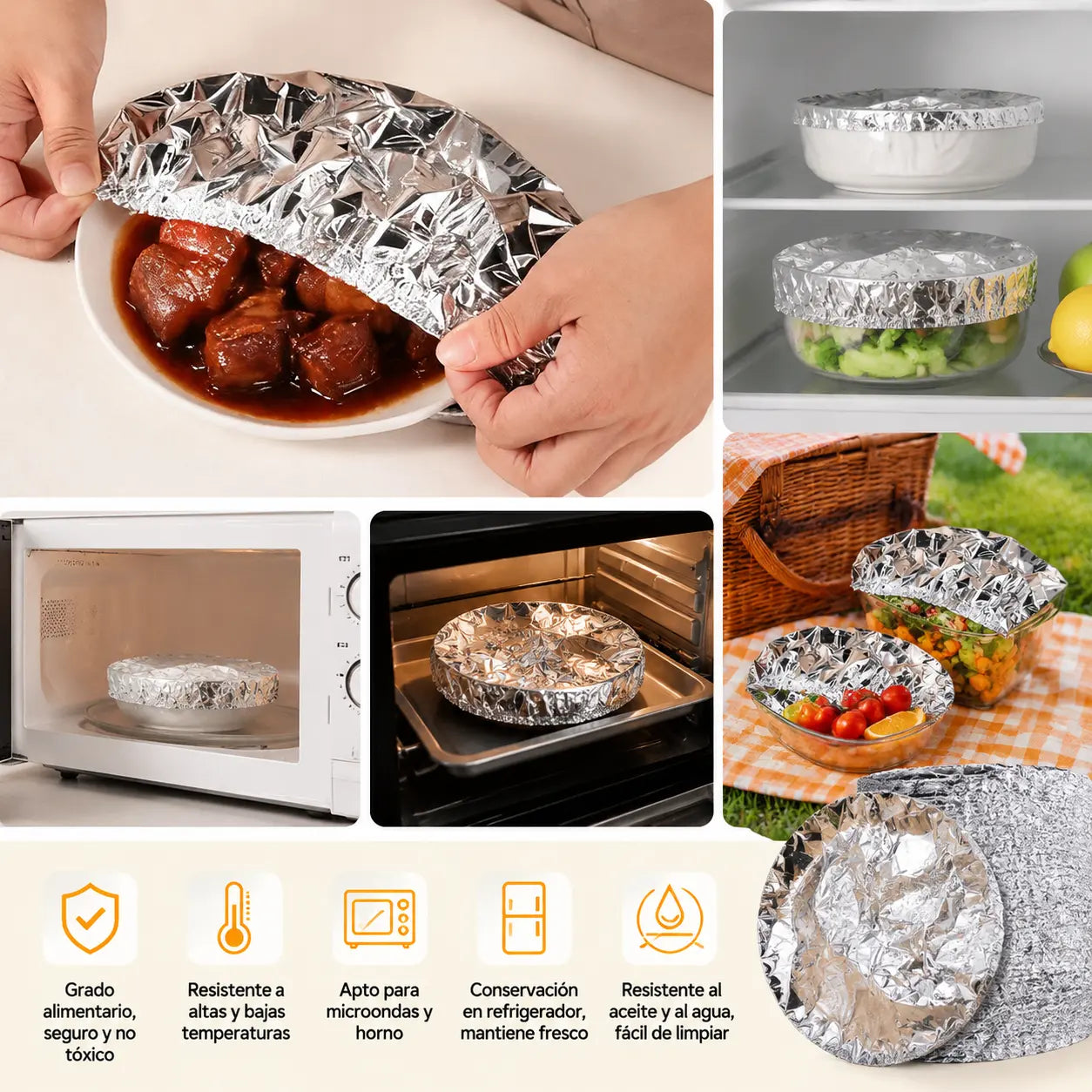 🔥Compra 50 y llévate 50 gratis🔥【100piezas】🍎 Cubierta térmica de papel de aluminio apto para alimentos