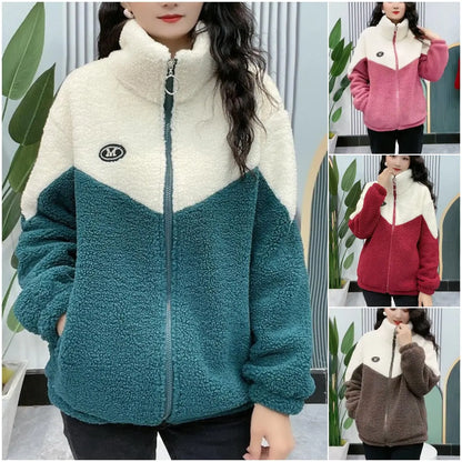 🔥🐏【M-4XL】Zimowa kurtka polarowa, kurtka bawełniana, wzmocniona kurtka bawełniana z wełny jagnięcej, ciepła kurtka